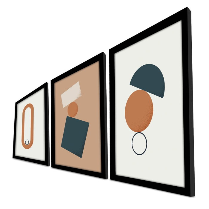 Wallity Cuadro Decorativo Enmarcado MDF 3 Piezas 38 x 53 cm